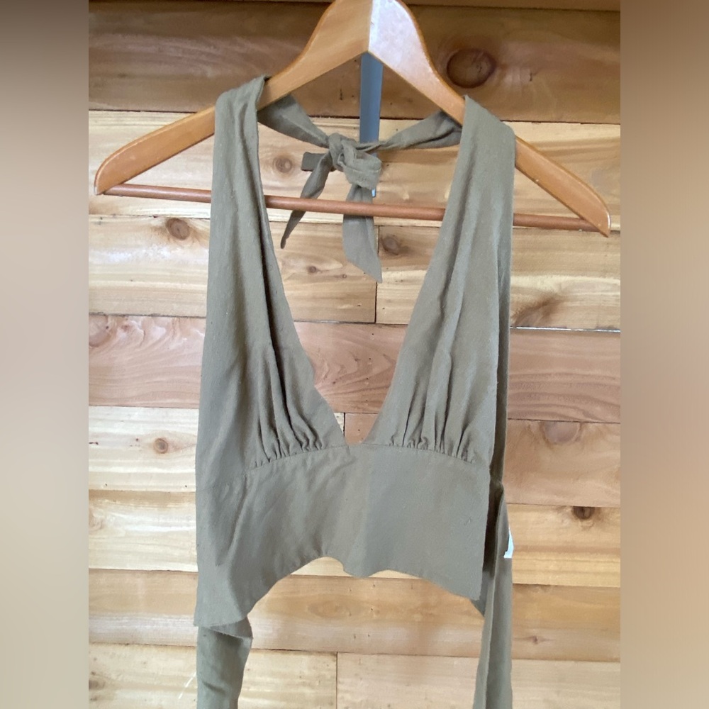 OZMA Raw Silk Halter Neck Tank Top